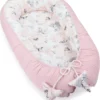 Babynest Neugeborene Nestchen Baby 90x50 Cm - Kokon Handmade Zweiseitig Aus Baumwolle Waffel Mit Babynestchen Wilde Rose Rosa