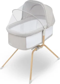 LIONELO Malin Evo Kinderbett, Babywiege, Reisebett Für Babys Mit Matratze, Kinderreisebett, Reisegitterbett, Von 0 Bis 9 Kg, Vordach, Moskitonetz, Klappbar, Schaukelsystem, Liegeverstellung, Schnelle Montage, Reisetasche, Leicht