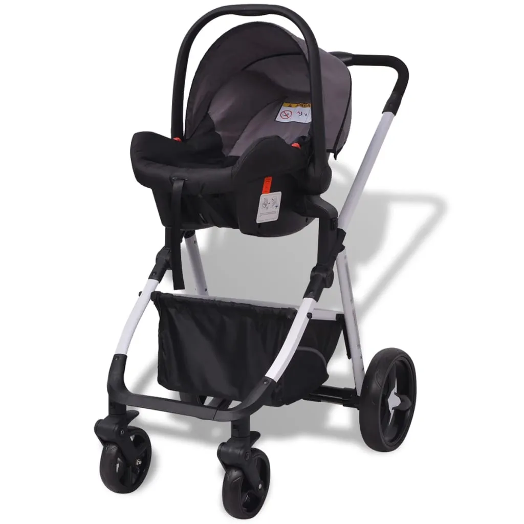 VidaXL 3-in-1 Kinderwagen Aluminium Grau Und Schwarz – Bild 5