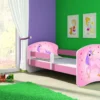 ACMA Jugendbett Kinderbett Junior-Bett Komplett-Set Mit Matratze Lattenrost Und Rausfallschutz Rosa 17 Pony 140x70