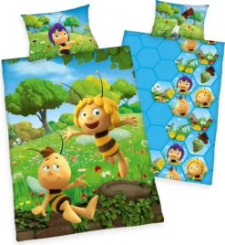 Herding Biene Maja Bettwäsche / Babybettwäsche / Kleinkinderbettwäsche, 100% Baumwolle ( Renforcé ), 40x60 + 100x135 Cm