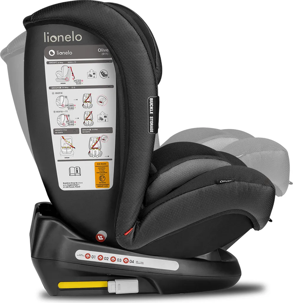 Lionelo Oliver Kindersitz 9-36kg Kindersitz Isofix Top Tether Seitenschutz 5 Punkt Gurt Rückenlehnenverstellung Kopfstützenverstellung Reduktionseinlage ECE R44 04 – Bild 7