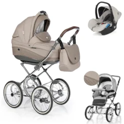 Kinderwagen Retro 3 In 1 „Roan Emma“ (E-73) – Sportsitz, Autositz Und Mega Zubehör