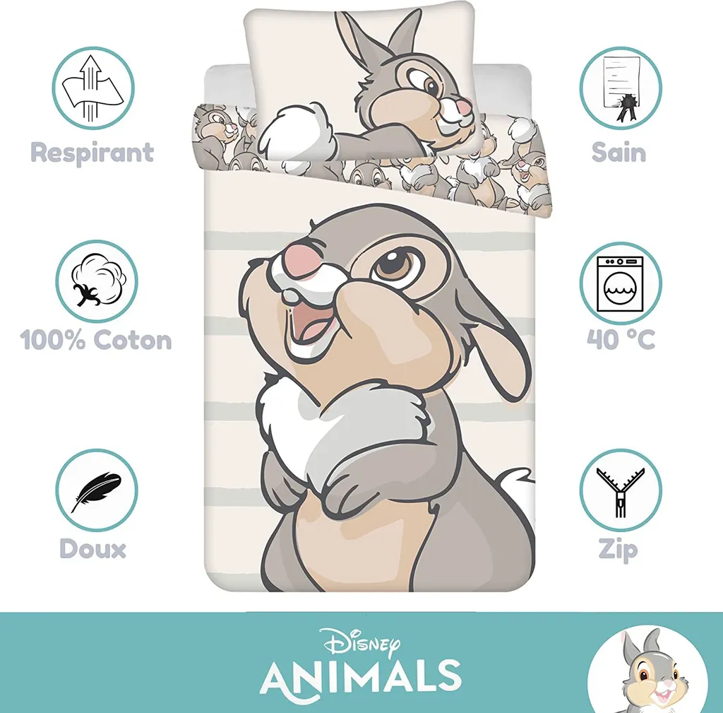Disney Klopfer Bambi Bettwäsche Kopfkissen Bettdecke 100x135 Cm – Bild 3