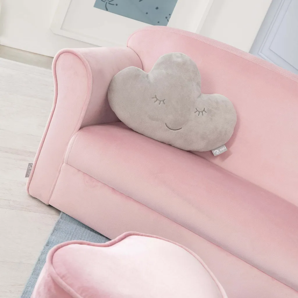 Roba Kindersofa „Lil Sofa“ Mit Armlehnen, Bequeme Kindercouch Mit Rosa Samtstoff Bezogen – Bild 3
