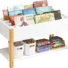 SoBuy KMB35-W Kinder Bücherregal Kinderregal Mit Ablagefächern Aufbewahrungsregal Spielzeugregal Weiß BHT Ca.: 85x45x42cm