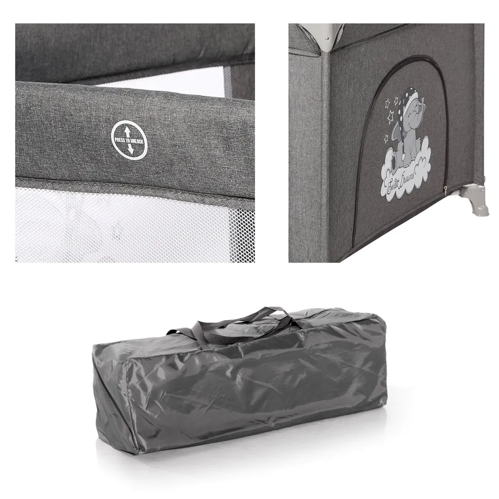 Lorelli Reiselaufstall Game Zone Matratze Seitliche Öffnung Faltbar Tragetasche Hellbraun – Bild 6