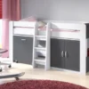 Hochbett Kombination Funky IV Mit Schreibtisch Und Kommode 90x200cm Weiß - Dunkelgrau