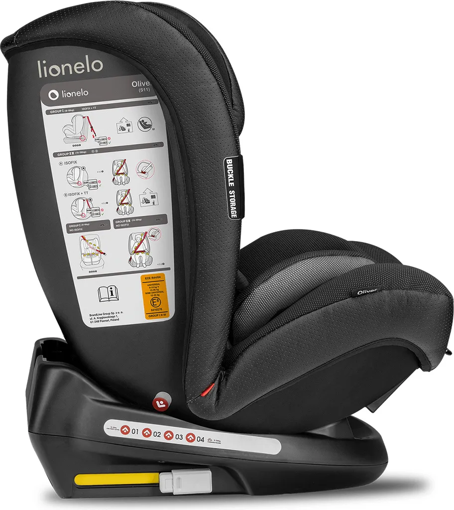 Lionelo Oliver Kindersitz 9-36kg Kindersitz Isofix Top Tether Seitenschutz 5 Punkt Gurt Rückenlehnenverstellung Kopfstützenverstellung Reduktionseinlage ECE R44 04 – Bild 6