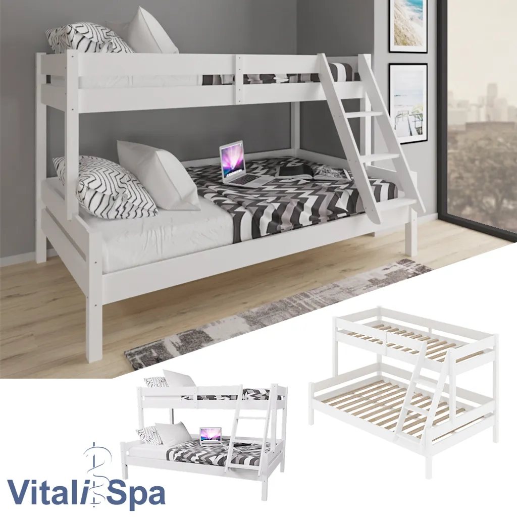 VitaliSpa Etagenbett Everest Weiß 207 X 131 X 138,9 Cm Massivholz