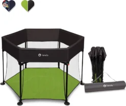 Lionelo Roel Laufstall Baby Bis Zu 15 Kg Großformat Sechseckige Form Grün