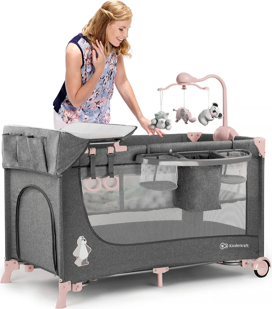 JOY-Reisebett 2in1 Von Kinderkraft Mit Zubehör Rosa – Bild 2