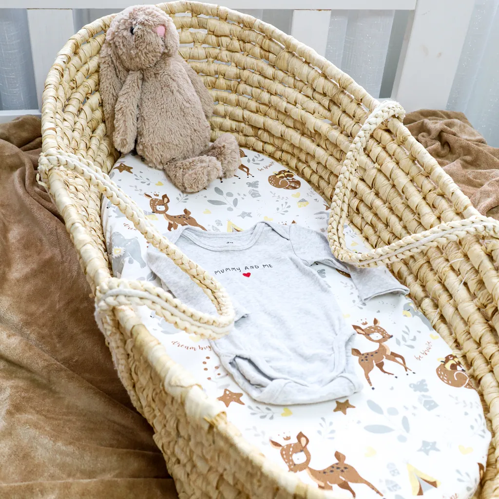 Spannbettlaken Kinderwagen Stubenwagen Beistellbett 38x80 Cm - Bettlaken Kinderwagen Matratzenbezug Baumwolle Matratzenschoner Hirsch – Bild 5