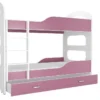 Etagenbett Für Kinder PATRIK + Matratze + Lattenrost - , Kinderbett, Hochbett, Stockbett Kinder, 180x80, Weiß/rosa