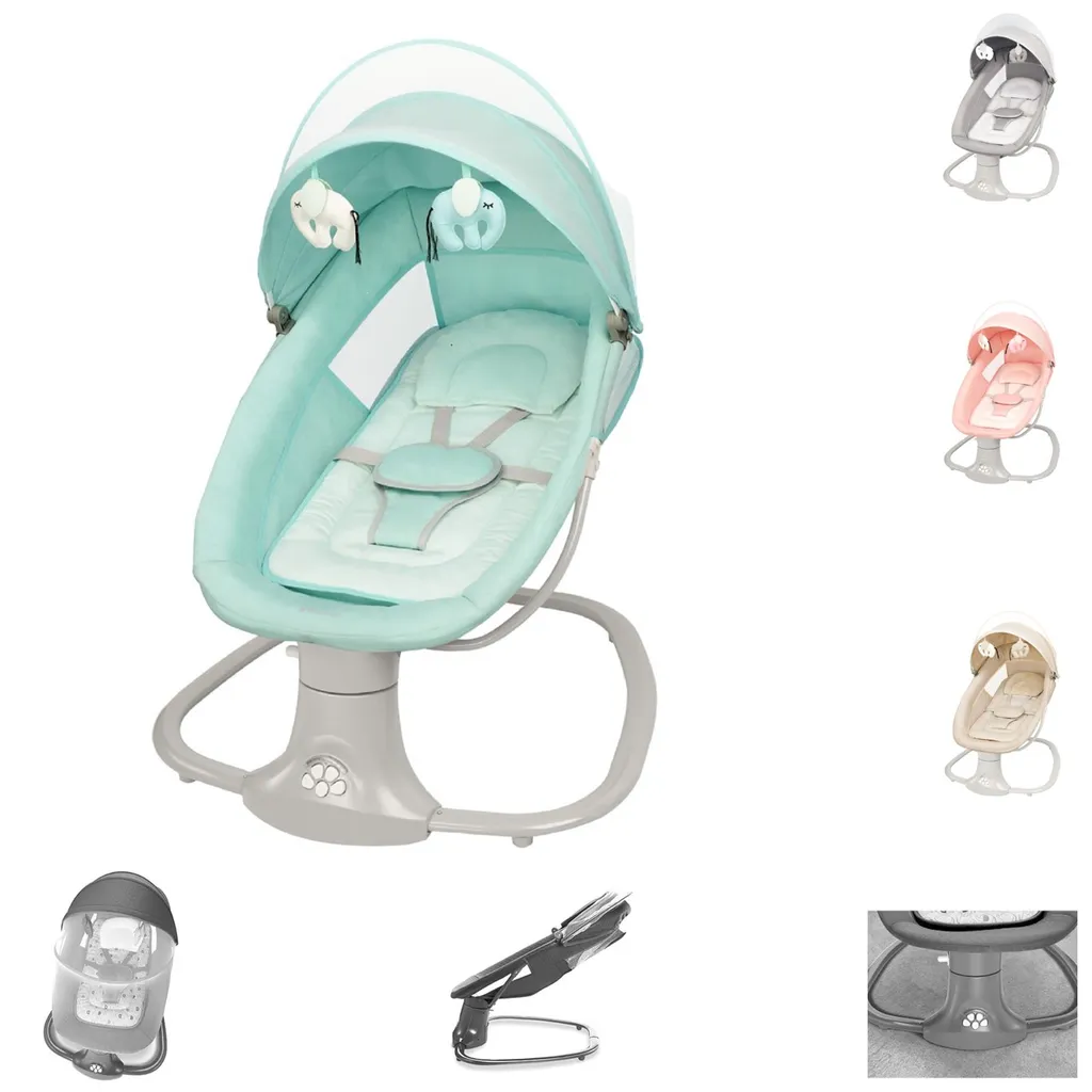 Kikkaboo Babywippe Winks 2 In 1 Stuhl, Moskitonetz, Timer, Musik, Fernbedienung Türkis