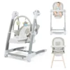 COSTWAY 3 In 1 Babyschaukel & Hochstuhl & Sitzerhöhung, Babywippe Elektrisch Mit 8 Schaukelposition, Timing, Musik & Auto-Schaltfunktion, Babystuhl Klappbar Mit Rädern, 8 Höhenstufen (Grau)