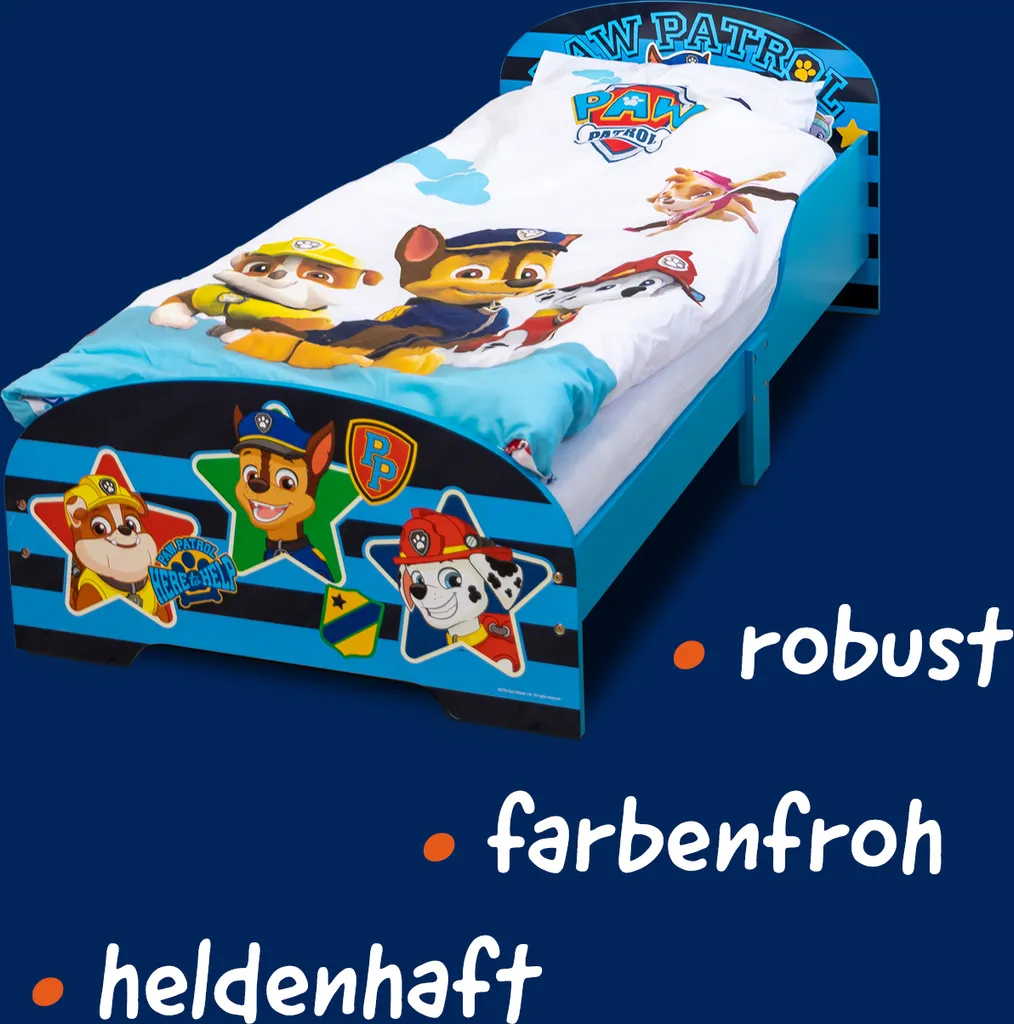PAW Patrol Bett 70 X 140 Cm | Kinderbett Für Jungen Und Mädchen Ab 2 Jahren | Kinder Bett Mit Rausfallschutz & Lattenrost | Kinderzimmermöbel Mit Coolem Design – Bild 6