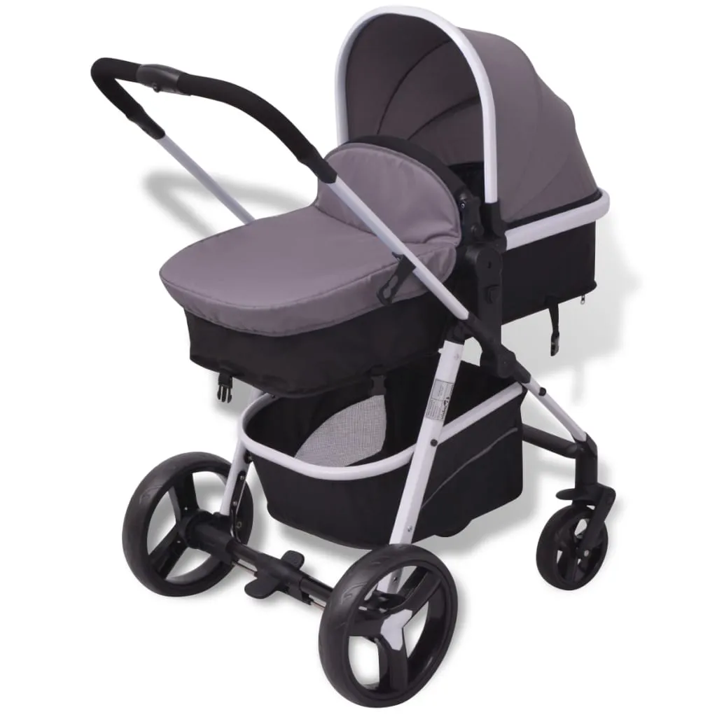 VidaXL 3-in-1 Kinderwagen Aluminium Grau Und Schwarz – Bild 7