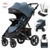 Daliya® Rapidy Buggy / Kinderwagen 0-36 Monate / Sportwagen Mit Liegeposition / Wickeltasche, Winterfußsack, Ess- & Spieltisch Und Mehr Linen Blau – Schwarz