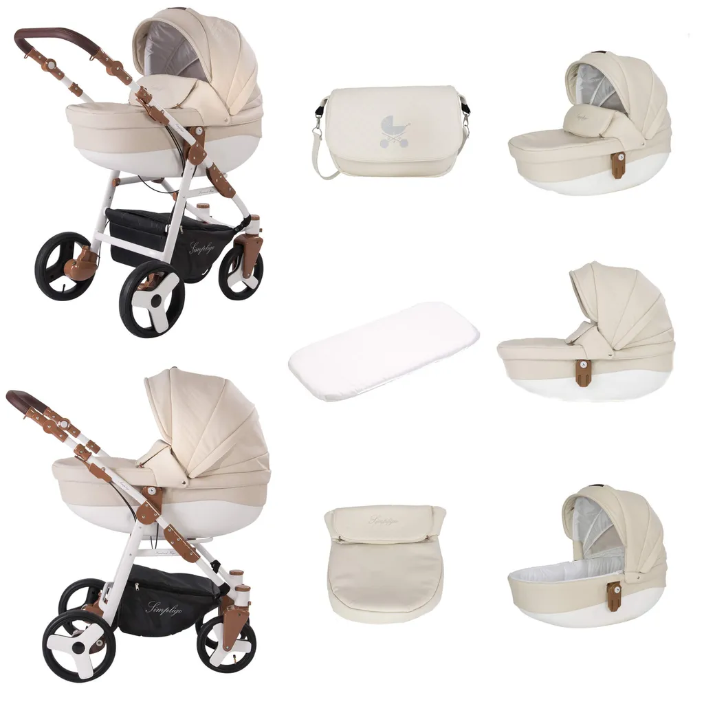 Friedrich Hugo Simpligo | 3 In 1 Kombi Kinderwagen Set | Luftreifen | Farbe: Sand (Kunstleder) – Bild 2