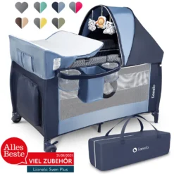 Lionelo Sven Plus 2 In 1 Baby Bett Laufstall Baby Ab Geburt Bis 15 Kg Wickelauflage Moskitonetz Luftige Seitenwände Mit Seiteneingang Tragetasche Zusammenklappbar