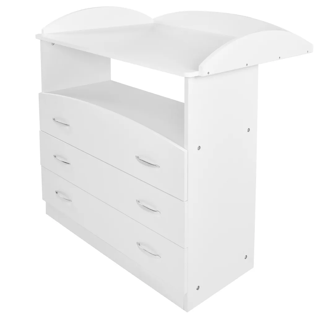 Infantastic® Wickelkommode - Inkl. 3 Großen Schubladen Und Fach, 85x71x96 Cm, Weiß - Wickelschrank, Wickeltisch Aufsatz, Wickelaufsatz, Baby Möbel Kommode – Bild 2