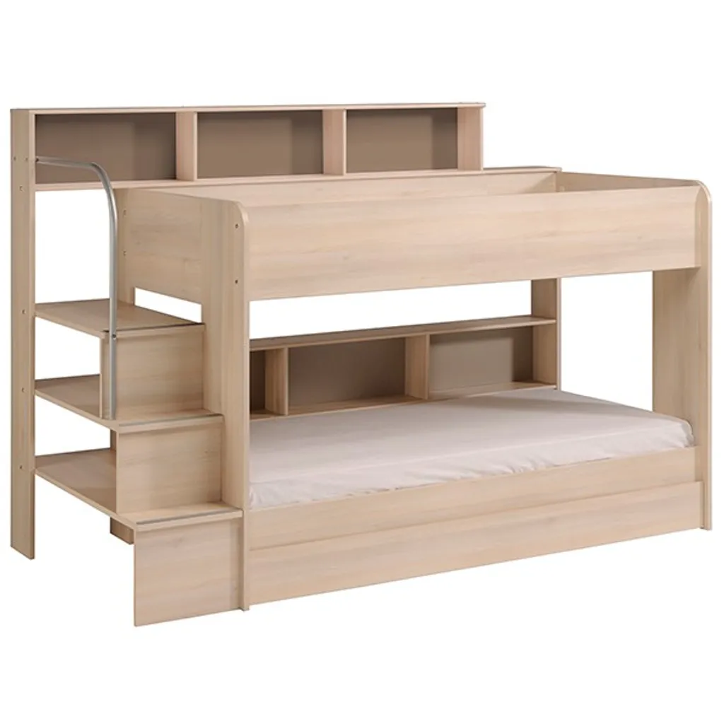 Etagenbett Bibop Akazie 90*200 Inkl Bettkasten + 2 Lattenrostplatten + Regale + Leiterpodest Kinderzimmer Spiel Hoch Doppel Stockbett â Bild 6