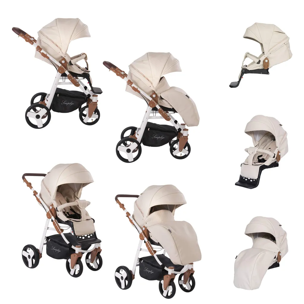 Friedrich Hugo Simpligo | 3 In 1 Kombi Kinderwagen Set | Luftreifen | Farbe: Sand (Kunstleder) – Bild 3