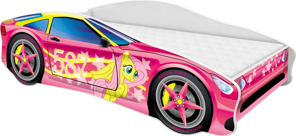 ACMA Jugendbett Kinderbett Auto-Bett Junior Cars Bett Komplett-Set Mit Matratze, Lattenrost Und Rausfallschutz 160x80 Cm - CAR-8 â Bild 2