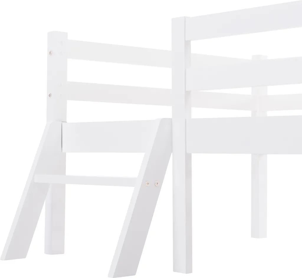 Merax Kinderbett Miki Hochbett Mit Leiter Und Schubladen, Inkl. Lattenrost Und Rausfallschutz, Hausbett 160x80cm Kinderhaus Jugendbett Spielbett Aus Massivholz, Weiß – Bild 7