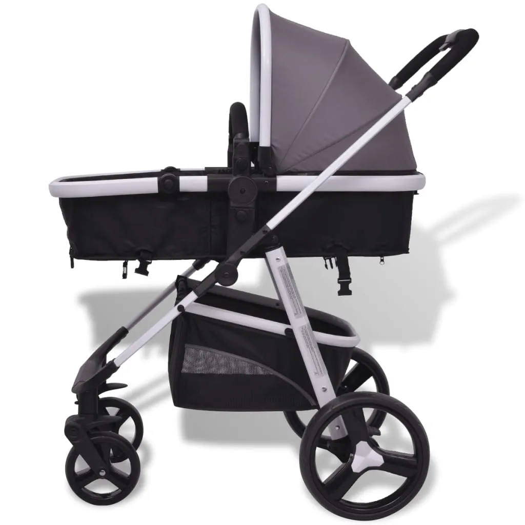 VidaXL 3-in-1 Kinderwagen Aluminium Grau Und Schwarz – Bild 8