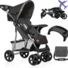 Lionelo Emma Buggy Klein Zusammenklappbar Kinderwagen Mit Liegeposition Dunkelgrau