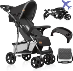 Lionelo Emma Buggy Klein Zusammenklappbar Kinderwagen Mit Liegeposition Dunkelgrau
