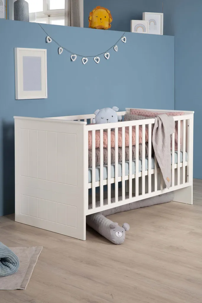 Roba Kombi-Kinderbett 'Sylt', 70x140 Cm, Weiß, Höhenverstellbar, 3 Schlupfsprossen, Umbaubar – Bild 3