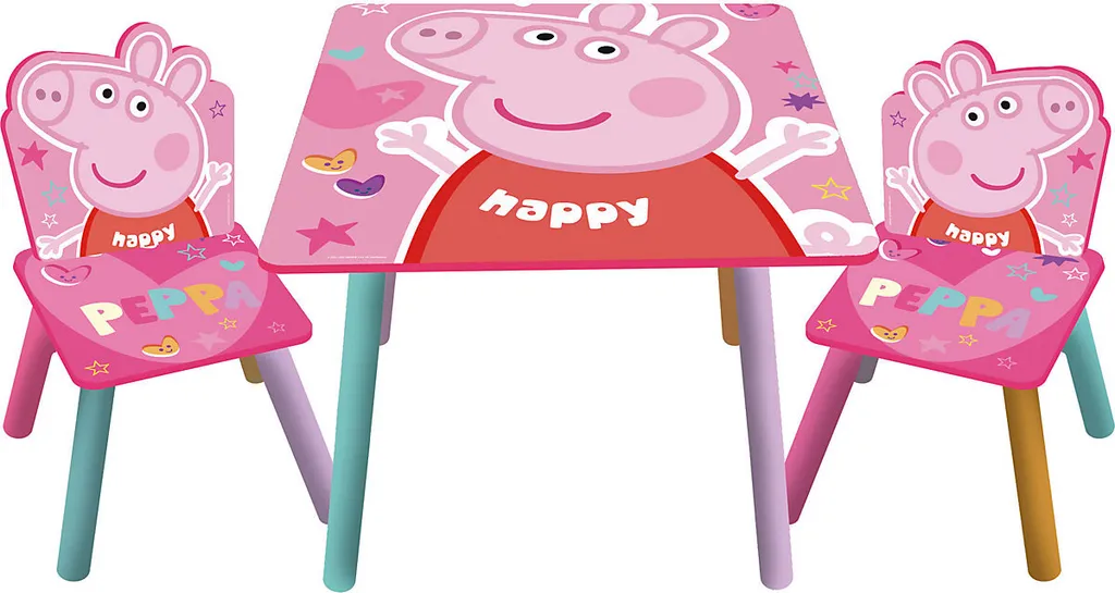 Arditex Möbel Kindersitzgruppe Peppa Pig, Tisch & 2 Stühle Kindersitzgruppen Sitzmöbel
