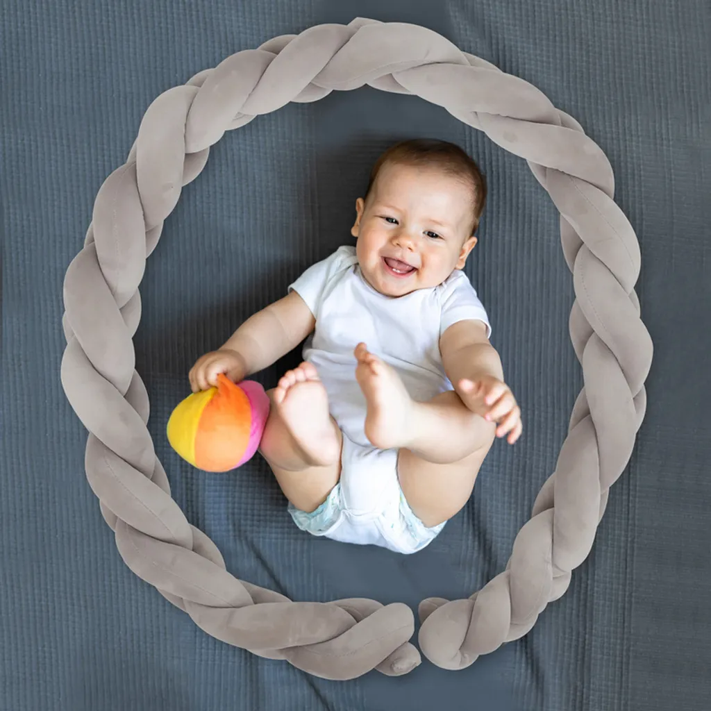 EINFEBEN 3M Baby Nestchen Bettschlange Babyschlafhilfe Kinder Baby Stereotypes Kissen Grau â Bild 5