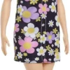 Barbie HBV19 - Fashionistas Puppe (brünette Haare) Mit Pferdeschwanz Und Hörgerät, Im Etui-Kleid Mit Blumen-Muster, Spielzeug Für Kinder Ab 3 Jahren