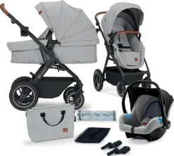 Kinderkraft Baby Kinderwagen B-TOUR 3in1, Hellgrau Kombikinderwagen Kinderwagen
