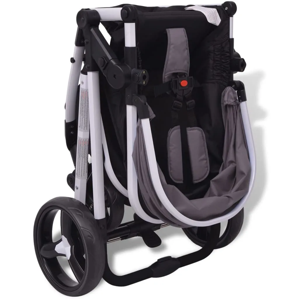 VidaXL 3-in-1 Kinderwagen Aluminium Grau Und Schwarz – Bild 9