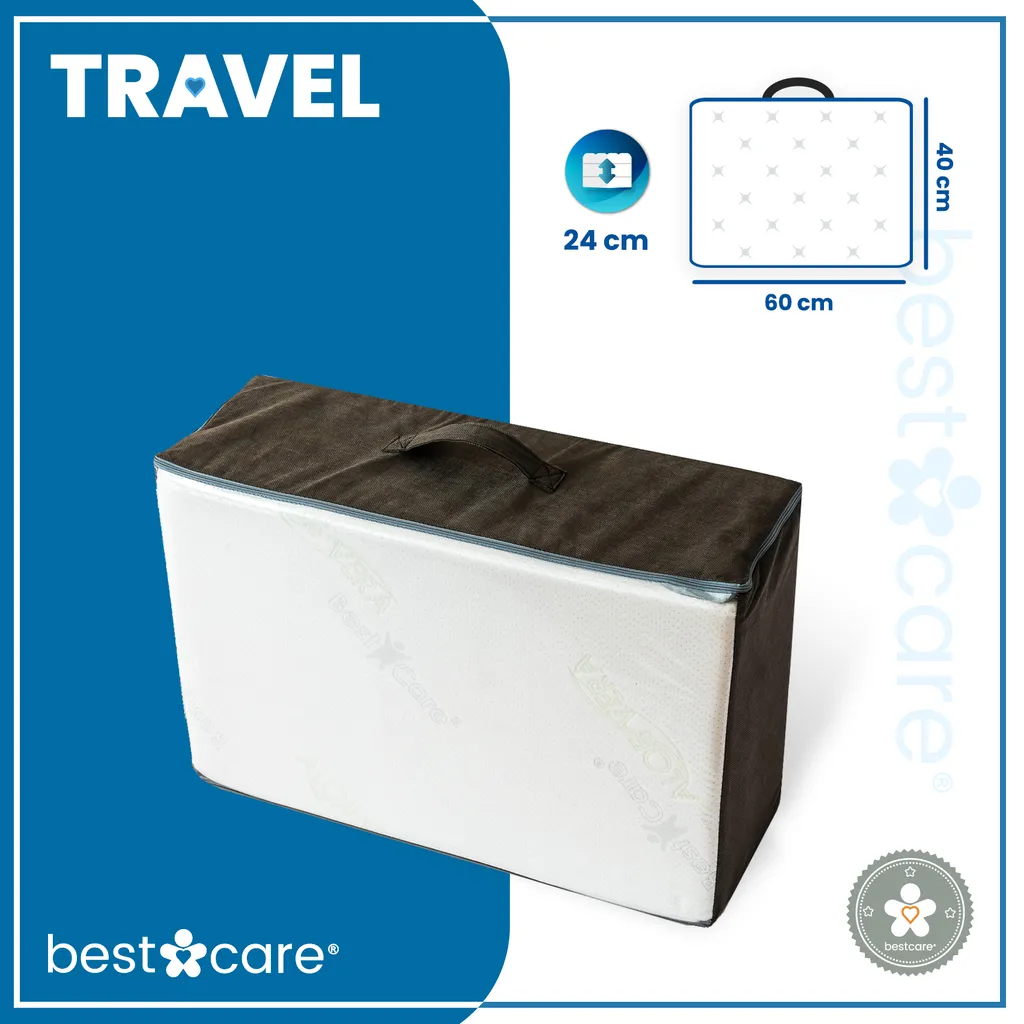 BestCare Reisebettmatratze Klappmatratze Babybett Faltbare Schaumstoffmatratze 60x120 X8cm Matratze Klappbare Matratze Kein Laken Mehr Notwendig Aloe Vera Bezug Atmungsaktiv Mit Lüftungskanälen – Bild 4