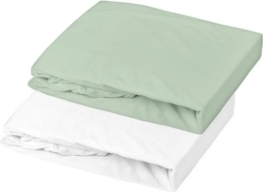 Domiva 2er-Set Spannbettlaken - 70 X 140 Cm - Jersey - Weiß/Graugrün