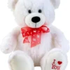 Bär Weiß Sitzend Mit Schleife "I Love You" 50cm Teddybär