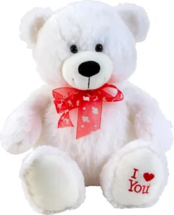 Bär Weiß Sitzend Mit Schleife "I Love You" 50cm Teddybär