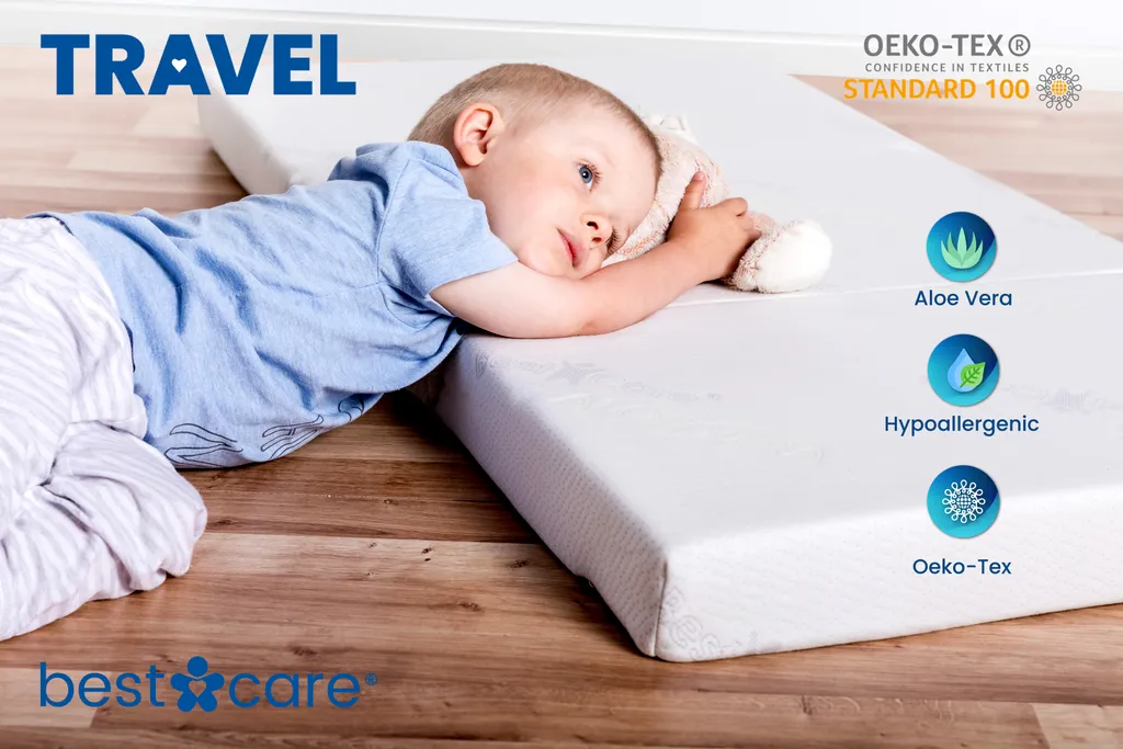 BestCare Reisebettmatratze Klappmatratze Babybett Faltbare Schaumstoffmatratze 60x120 X8cm Matratze Klappbare Matratze Kein Laken Mehr Notwendig Aloe Vera Bezug Atmungsaktiv Mit Lüftungskanälen – Bild 2