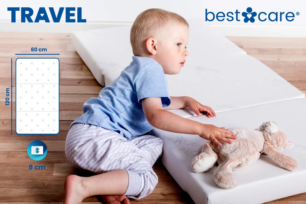 BestCare Reisebettmatratze Klappmatratze Babybett Faltbare Schaumstoffmatratze 60x120 X8cm Matratze Klappbare Matratze Kein Laken Mehr Notwendig Aloe Vera Bezug Atmungsaktiv Mit Lüftungskanälen – Bild 3