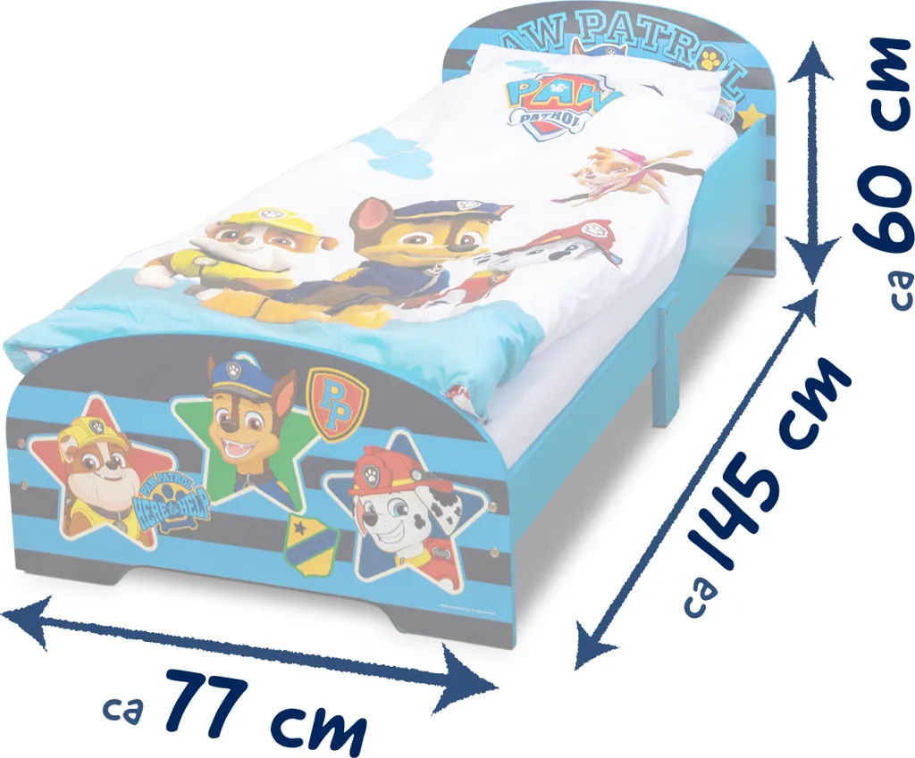 PAW Patrol Bett 70 X 140 Cm | Kinderbett Für Jungen Und Mädchen Ab 2 Jahren | Kinder Bett Mit Rausfallschutz & Lattenrost | Kinderzimmermöbel Mit Coolem Design – Bild 4