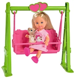 SIMBA TOYs Simba Evi Love Swing, Puppe, Modepuppe, Ankleidpuppe, Gartenschaukel, Schaukel, Hase, Ab 3 Jahre, 12 Cm, 105733443