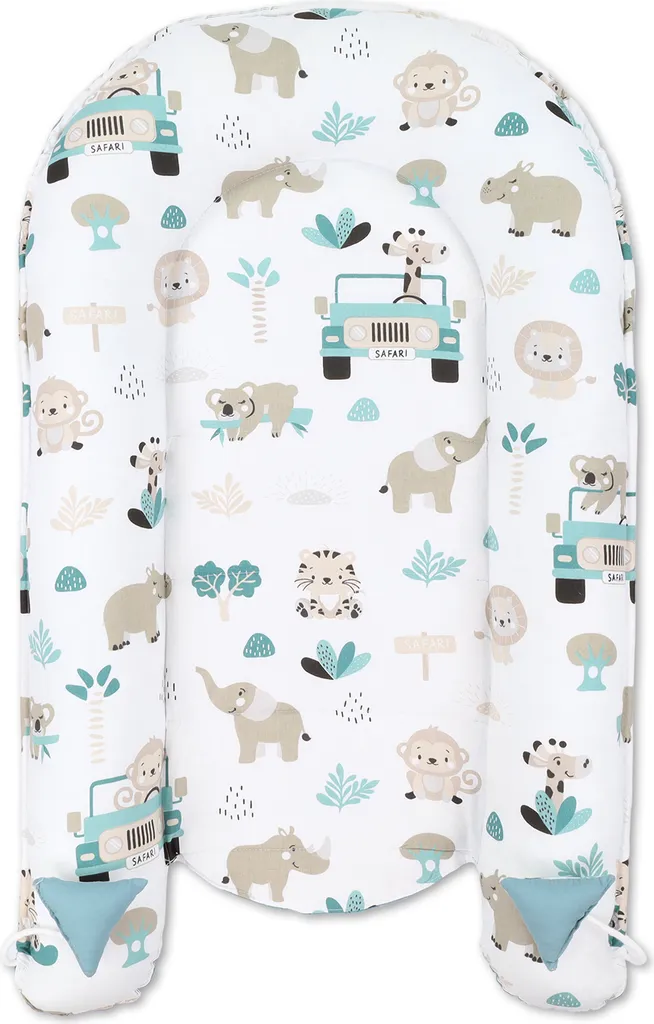 Babynest Kokon Neugeborene 90 X 50 Cm - Handmade Kuschelnest Baby Nestchen Mit Baumwolle Afrika Blau – Bild 2