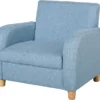 HOMCOM Kindersessel Kindersofa Mit Dickem Schaumstoff Und Dicken Sitzkissen Kindercouch Stuhl Liegesofa Mit Anti-Rutsch-Füßen Für 3-8 Jahre Kinder Holz Leinen Schaumstoff Blau 49x45x44,5 Cm