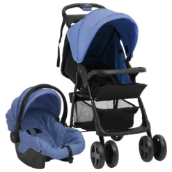 VidaXL 3-in-1 Kinderwagen Marineblau Und Schwarz Stahl